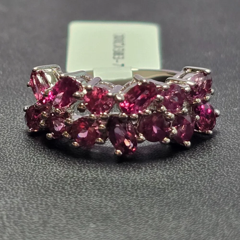 2.35ct Mixed Shape Blush Garnet Rhodium Over 925 Silver Ring Size‎ 7